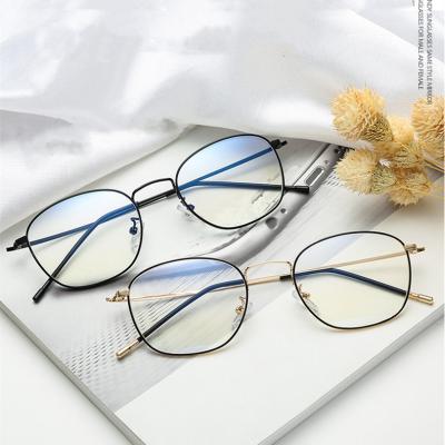 China 2022 NEW Fashion Logo Student Fashion Logo UV400 Mirror Metal Glass Steel Frame Plates Fashion Blue Light Blocking Eyewear for sale