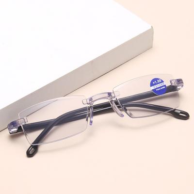 China Modern Fashion Balancing Glasses Stylish Anti Rimless Blue Light Reading Glasses for sale