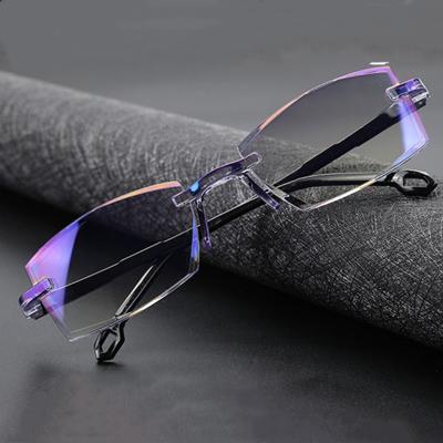 China New Modern Fashion Frameless Reading Glasses Anti Snub Blue Ray Reading Glasses For Women Men for sale