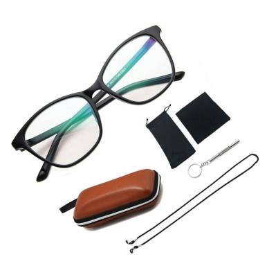 China Classic Glasses Shapes 1set Metal Hinge Blue Lightweight Metal Hinge Glasses Case Anti Soft Microfiber Fabric Test Card Leather Rope 6 For Unisex for sale