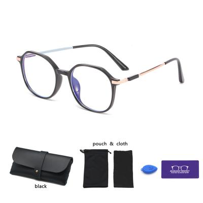 China 2021 New Fashion Computer Metal Frame Anti Blue Light Filter Glasses Blue Transparent Mirror Legs For Men And Women for sale