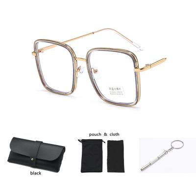 China New Arrival Retro Metal Blue Light Filter Anti Blue Light Glasses Large Black Blue Computer Glasses Frame For Men And Women for sale