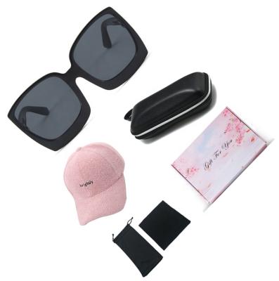 China High Quality New Arrival Velvet High End Baseball Hat 5 In 1 UV400 Sunglasses Set With Colorful Gift Box for sale