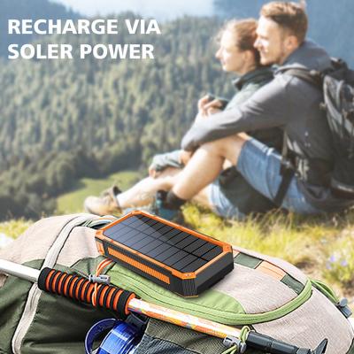 China Dual USB 30000mAh Battery Charger Waterproof WIRELESS External Portable Power Bank Solar Power Bank Solar Panel with LED Light for sale