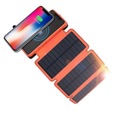 China WIRELESS Dual USB Camping Solar Panels Power Cordless Light USB Bank With 20000mAh Solar Power Wireless Charging Bank for sale