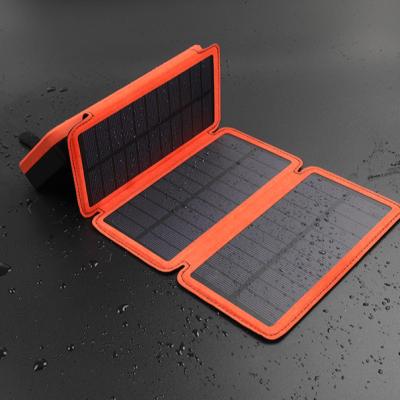 China Outdoor WIRELESS Foldable Waterproof Foldable Solar Panel Solar Power Bank Dual USB Charger Fast 20000mAh Solar Power Bank For Smartphone for sale