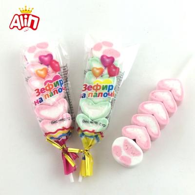 China Heart and Paw Shape Lollipop Natural Double Color Marshmallow for sale