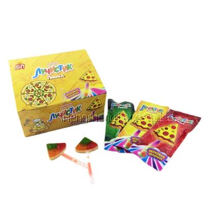 China Normal creative triangle pizza tricolor fruity fluorescent lollipop for sale