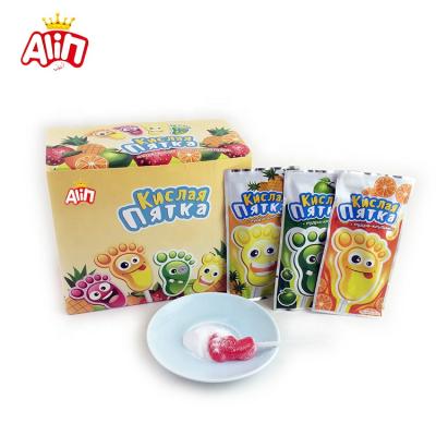 China Natural New Four Kinds Of Fruity Sweet And Sour Powder Candy With Foot Lollipops for sale