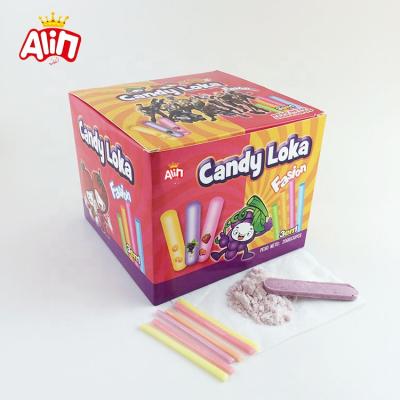 China Natural Cartoon Sugar Stick CC Fruit Loka Sour And Sweet Powder With Hard Candy for sale