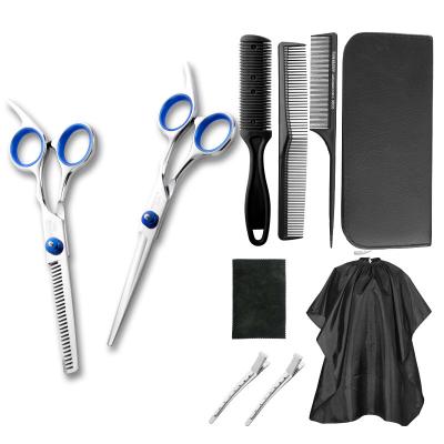 China Thinning Scissors 11 Pieces Hairdressing Set Stainless Steel Household, Flat Teeth Scissors Clippers Barber for sale