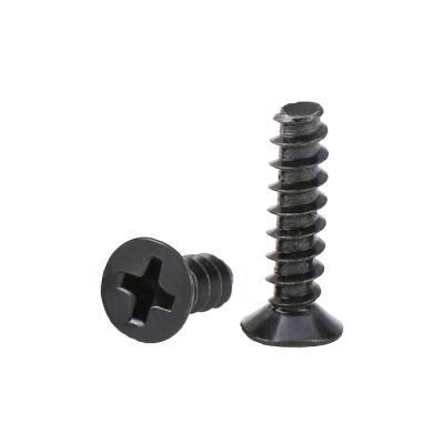 China Matte Black M1.0 to 6.3mm #0 to 12# Flat Point Thread Forming Self Tapping Phillips Countersunk Head Screw Electronic Wood Custom for sale