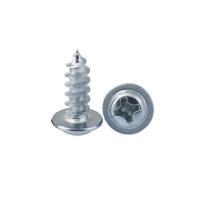 China food & Beverage M1.4 M1.7 M2 M2.3 M2.6 M3 M4 Plus Size Phillips Pozi Pan Knob Wafer Head With Collar Self Tapping Wood Screw Galvanized Steel for sale