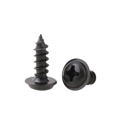 China food & Beverage Black Steel M1.4 M1.7 M2 M2.3 M2.6 M3 M4 M4.8 M5.5 M6.3 Self Tapping Wood Screw with Cross Driver Pan Knob Wafer Head Phillips for sale