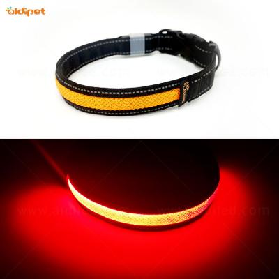 China Lights Dog Pets Collars With LED Lights Nylon Glow In The Night Luminous Dog Collar Pet Collar Light for sale