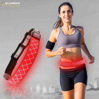 China Universal Lattice Pattern Led Reflective Waist Belt Flashing Light Up Waist Belt Bag For Night Running Waist Belt Wide Women With Light for sale