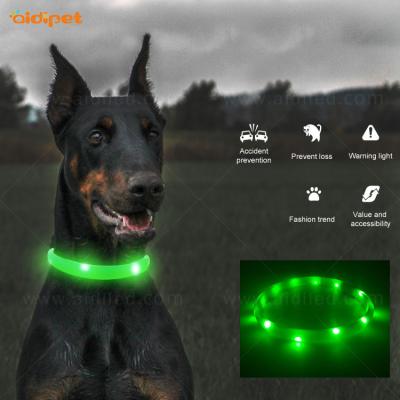 China Lights Led Dog Collar 2021 New Products Silicone Dog Collar Cat Collar Pet Flashing Dog Led Rechargeable Collar for sale