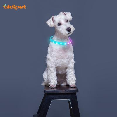 China Lights Best Seller Flashing Usb Rechargeable Silicone Dog Collar With RGB Led Light Cut Free Colored Light Dog Led Collar for sale