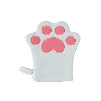 China EXFOLIATE Hot Selling Cat Paw Bath Exfoliating Scrubber Sponge Mitt Bath Mitt For Kids for sale