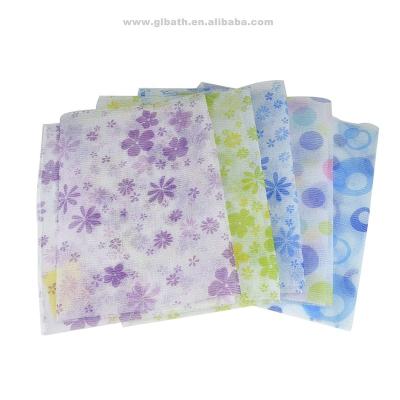 China Exfoliate Printing Common Exfoliating Nylon Journal Bath Shower Towel Colorful Gift for sale