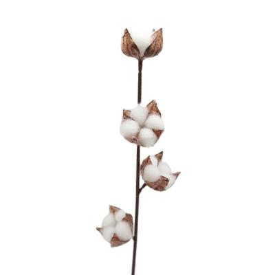 China Brown Plastic Promotional Small Artificial Gossypium Flower Heads Rustic Wedding Centerpiece for sale