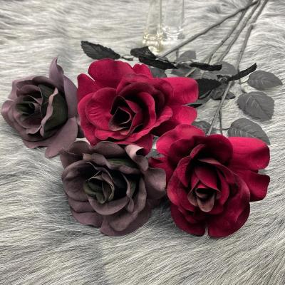 China Suppliers Wholesale Quality Guaranteed Beautiful Colorful Dark Rose Flower Silk Artificial for sale