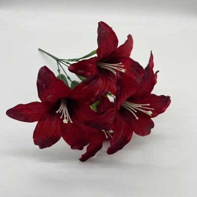 China Plastic Wedding Lily Silk Flower Artificial Flower Lily For Everyday Table Decorative for sale