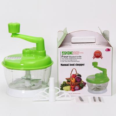 China Amazon Hot Selling 3 Multifunctional Manual Speed ​​Sustainable Food Processor Quick Food Chopper With Stainless Steel Blades Vegetable for sale