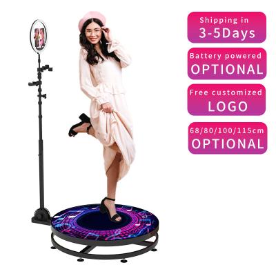 China Automatic glass led 360 photo booth equipment rotating magic 360 photo booth for sale