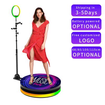 China Pop Slow Rotating Spinning 360 photo booth 80 100 115 cm 360 photo booth with LED light box for sale