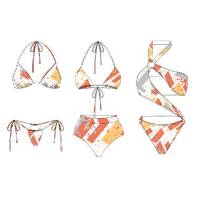 China Custom Design Anti-UV Pure African Print Fabric Color Bikini for sale