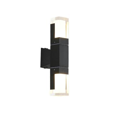 China European LED Square Wall Lamp Double Head Aisle Waterproof Outdoor Modern Staircase Luxury Acrylic Creative Wall Lamp for sale