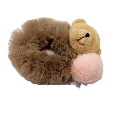 China Wholesale fashion manufacturer spot 2021 lovely new plush girl fashion hair accessories khaki hair circle bear for sale