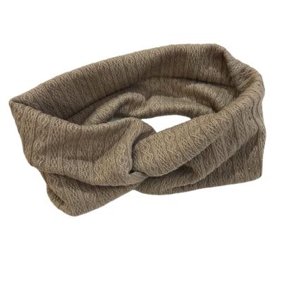 China Fashion Women's Soft Warm Cashmere Knitted Headband 10cm Wide Cross Knot With Solid Striped Hair Hoop for sale