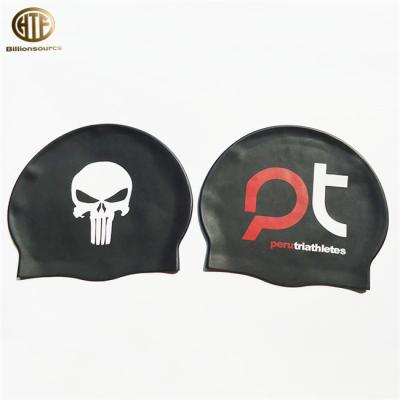 China 2021 High Elasticity Sports Silicone Swim Cap Waterproof Custom Silicone Swimming Cap With Logo Print For Kids Adult for sale