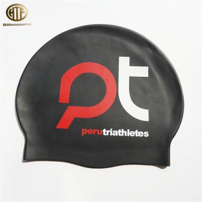 China High elasticity child adult comfortable soft flexible silicone waterproof training swim cap custom logo for sale