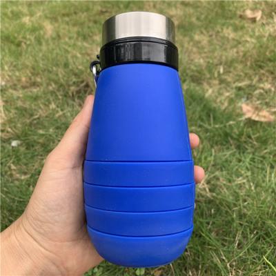 China Best Selling 17oz 500ml Silicone Portable Viable Leak Proof Collapsible Insulated Water Bottle With Carabiner for sale