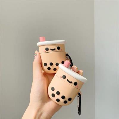 China A006 3d Pearl Milk Tea Cover Bubble Tea Soft Silicone Rubber Soft Case for Airpods Pro and 3rd Gen 1/2 for sale