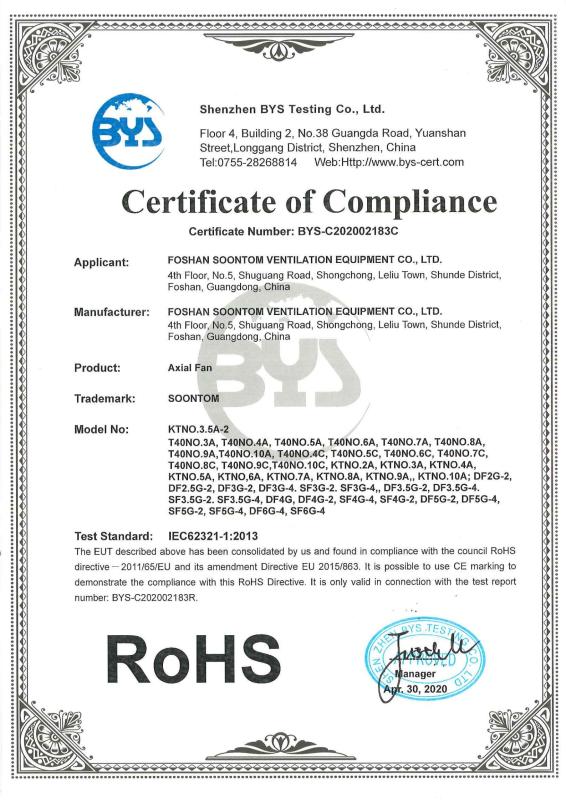 RoHS - Foshan Soontom Ventilation Equipment Co., Ltd.