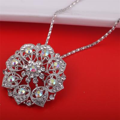 China High Quality Large Flower Collar Brooch Double Function Cavity Diamond Brooch Banquet Decoration Brooch for sale