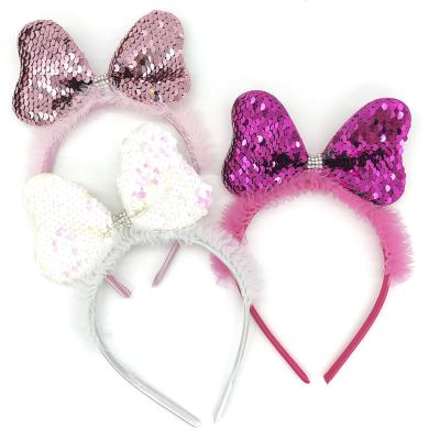 China Fashion Fashion Style Glitter Mickey Ear Hair Hoop Headband Sparkle Headband Lovely Party Hair Accessories For Girl for sale