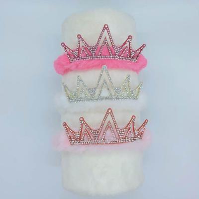 China New Design Fashion Kids Girl Hair Circle Sweet Princess Diamond Crown Plush Headband for sale