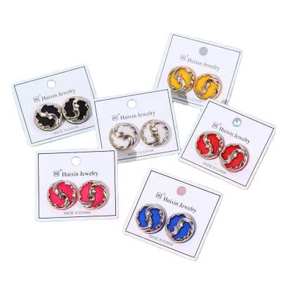 China 2021 High Quality Wholesale Fashion Design Paint Mini Golden Circle Hollow Studs Earrings For Woman for sale