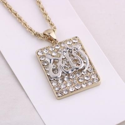 China Factory Sale High Quality Sweater Chain Stainless Steel Fashion Lady Irregular Geometry Square Diamond Pendant Necklace for sale