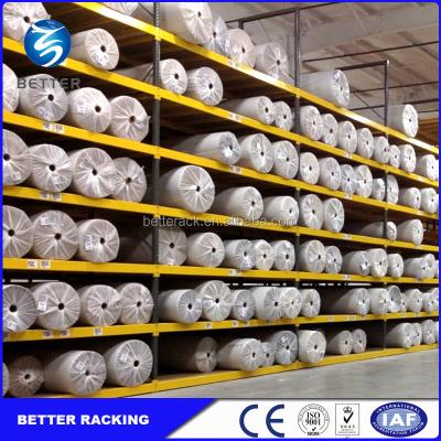 China Corrosion Protection Longspan Steel Shelving, Warehouse Textile Favric Storage Metal Shelves, Racks For Cloth Rolls for sale