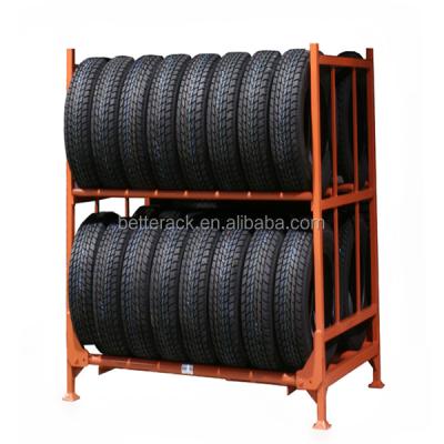 China Warehouse Rack Warehouse Storage Folding Pile Heavy Duty Steel Car Tire for sale