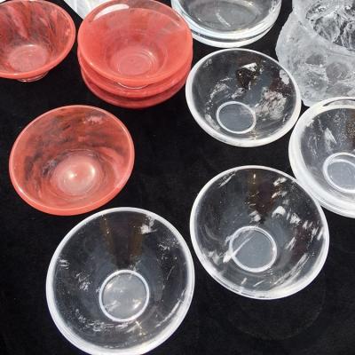 China Wholesale Viable Red Clear Crystal Tea Cup Fused Quartz Crystal Bowl for sale