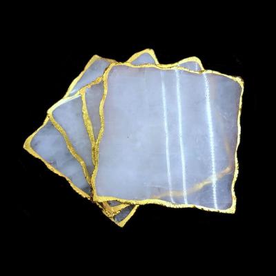 China Europe Wholesale Crystal Coaster Clear Quartz Stone Decorative Sliced ​​Coasters for sale