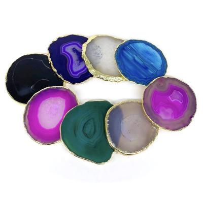 China Wholesale Pink Crystal Stone Agate Slice Coasters Natural Green Blue White From Europe for sale