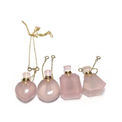 China Natural Europe Rose Quartz Crystal Perfume Bottles For Gift for sale